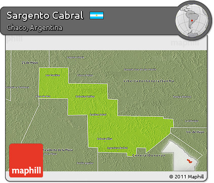 Physical 3D Map of Sargento Cabral, semi-desaturated