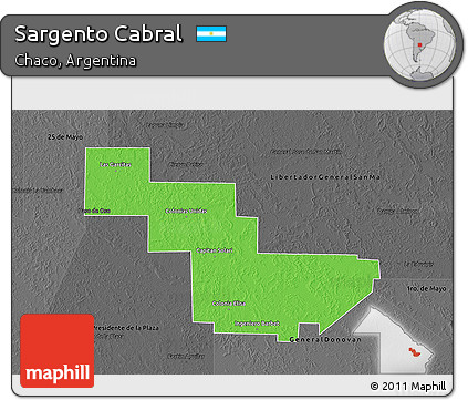 Political 3D Map of Sargento Cabral, darken, desaturated
