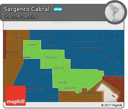 Political 3D Map of Sargento Cabral, darken