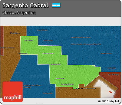 Political 3D Map of Sargento Cabral, darken
