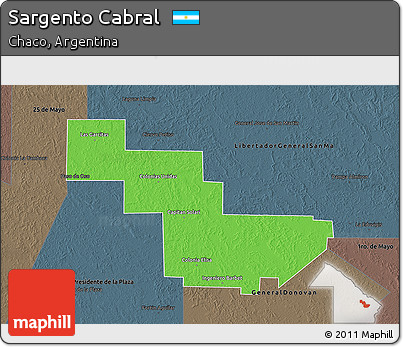 Political 3D Map of Sargento Cabral, darken, semi-desaturated