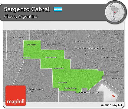 Political 3D Map of Sargento Cabral, desaturated