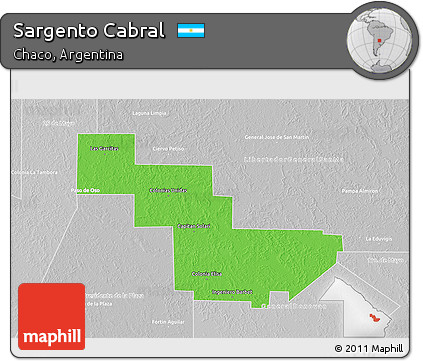 Political 3D Map of Sargento Cabral, lighten, desaturated