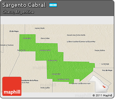 Political 3D Map of Sargento Cabral, shaded relief outside