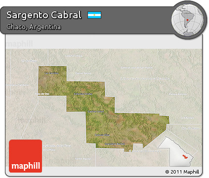 Satellite 3D Map of Sargento Cabral, lighten