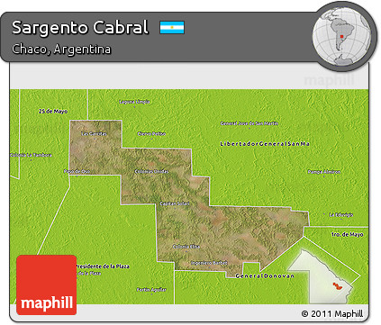 Satellite 3D Map of Sargento Cabral, physical outside