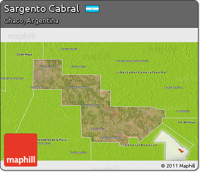 Satellite 3D Map of Sargento Cabral, physical outside