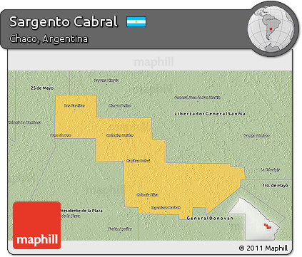 Savanna Style 3D Map of Sargento Cabral