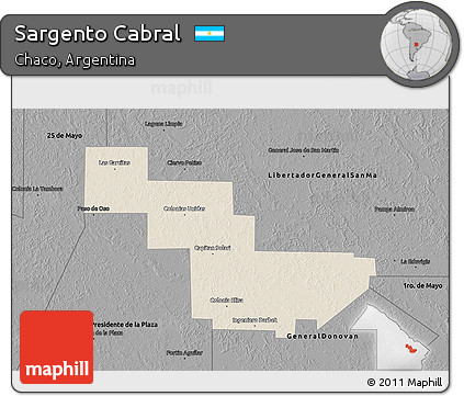 Shaded Relief 3D Map of Sargento Cabral, darken, desaturated