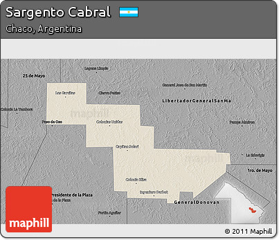 Shaded Relief 3D Map of Sargento Cabral, darken, desaturated