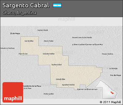Shaded Relief 3D Map of Sargento Cabral, desaturated