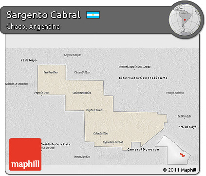 Shaded Relief 3D Map of Sargento Cabral, desaturated