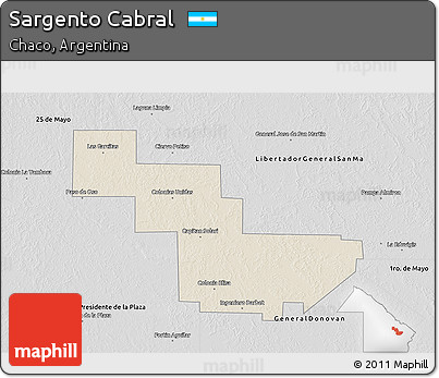 Shaded Relief 3D Map of Sargento Cabral, desaturated