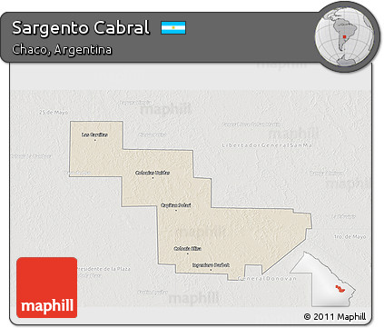 Shaded Relief 3D Map of Sargento Cabral, lighten, semi-desaturated