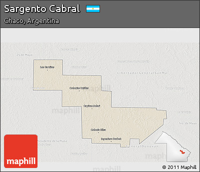 Shaded Relief 3D Map of Sargento Cabral, lighten, semi-desaturated