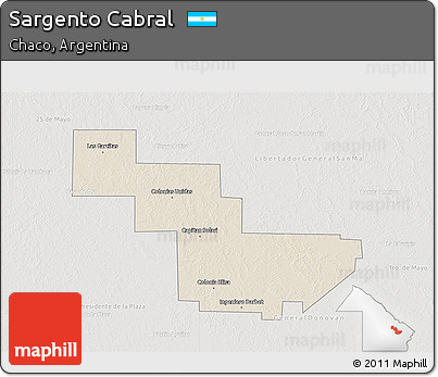 Shaded Relief 3D Map of Sargento Cabral, lighten, semi-desaturated