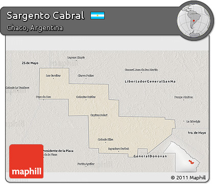 Shaded Relief 3D Map of Sargento Cabral, semi-desaturated