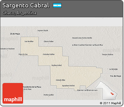 Shaded Relief 3D Map of Sargento Cabral, semi-desaturated