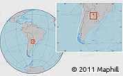 Gray Location Map of Sargento Cabral, within the entire country, hill shading