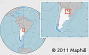 Gray Location Map of Sargento Cabral, highlighted country, within the entire country, hill shading