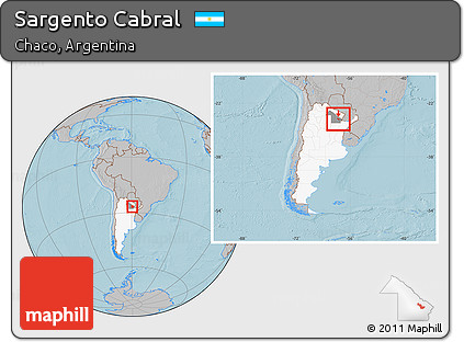 Gray Location Map of Sargento Cabral, highlighted country, highlighted parent region, within the entire country, hill shading
