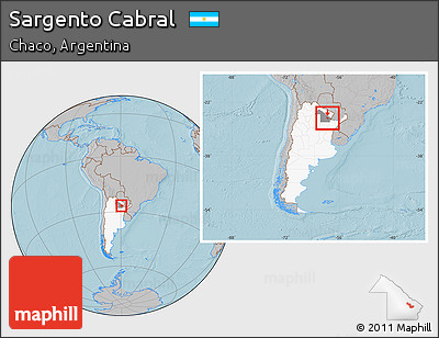 Gray Location Map of Sargento Cabral, highlighted country, highlighted parent region, within the entire country, hill shading