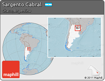 Gray Location Map of Sargento Cabral, highlighted country, highlighted parent region, within the entire country, hill shading