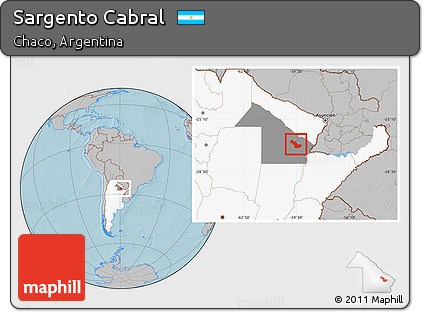Gray Location Map of Sargento Cabral, highlighted country, highlighted parent region, hill shading