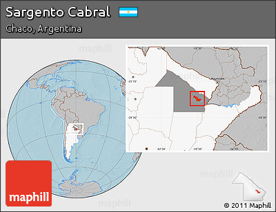 Gray Location Map of Sargento Cabral, highlighted country, highlighted parent region, hill shading