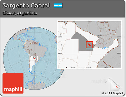 Gray Location Map of Sargento Cabral, highlighted country, highlighted parent region, hill shading