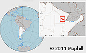 Gray Location Map of Sargento Cabral, highlighted country, hill shading