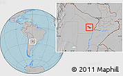 Gray Location Map of Sargento Cabral, hill shading