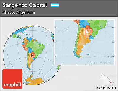 Political Location Map of Sargento Cabral, highlighted parent region, within the entire country