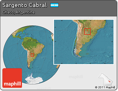 Satellite Location Map of Sargento Cabral, within the entire country