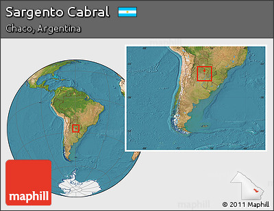 Satellite Location Map of Sargento Cabral, within the entire country