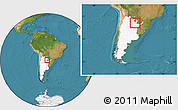 Satellite Location Map of Sargento Cabral, highlighted country, within the entire country