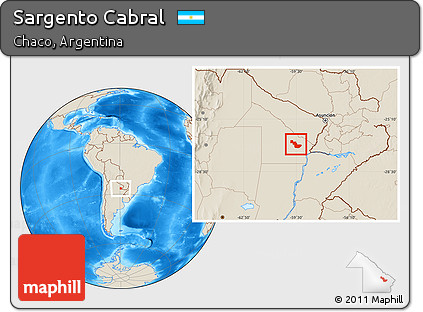 Shaded Relief Location Map of Sargento Cabral