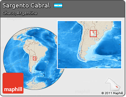 Shaded Relief Location Map of Sargento Cabral, highlighted parent region, within the entire country