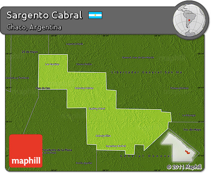 Physical Map of Sargento Cabral, darken