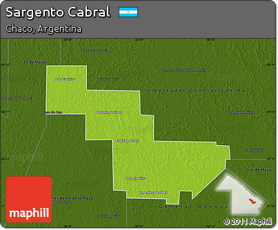 Physical Map of Sargento Cabral, darken