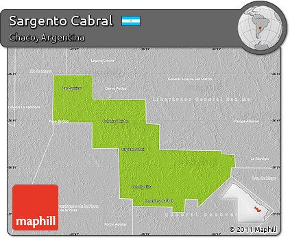 Physical Map of Sargento Cabral, lighten, desaturated