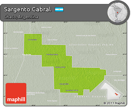 Physical Map of Sargento Cabral, lighten, semi-desaturated
