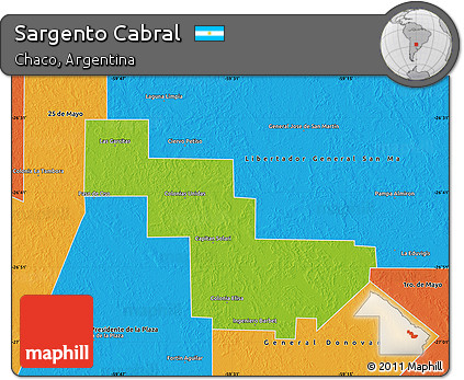 Physical Map of Sargento Cabral, political outside