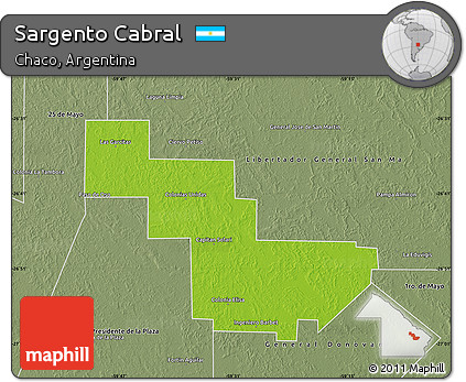 Physical Map of Sargento Cabral, semi-desaturated