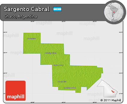 Physical Map of Sargento Cabral, single color outside