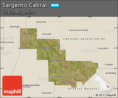 Satellite Map of Sargento Cabral, shaded relief outside