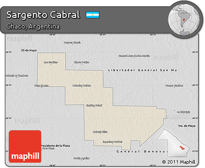 Shaded Relief Map of Sargento Cabral, desaturated