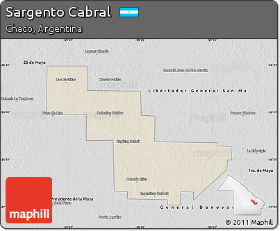 Shaded Relief Map of Sargento Cabral, desaturated