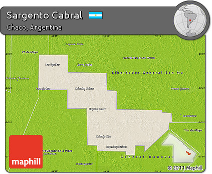 Shaded Relief Map of Sargento Cabral, physical outside