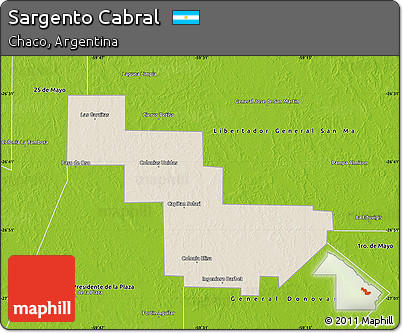 Shaded Relief Map of Sargento Cabral, physical outside